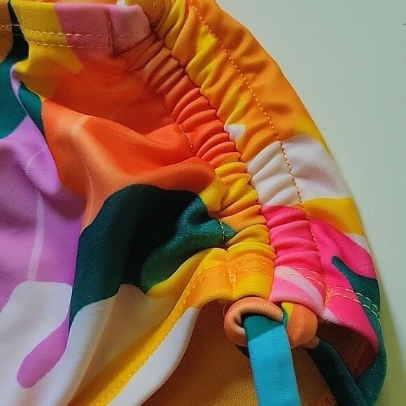 NEW BCBG PARIS XL CINCH SIDE TIE SEXY HAWAIIAN TROPICAL SWIM BOTTOMS X LARGE NWT - Picture 4 of 9